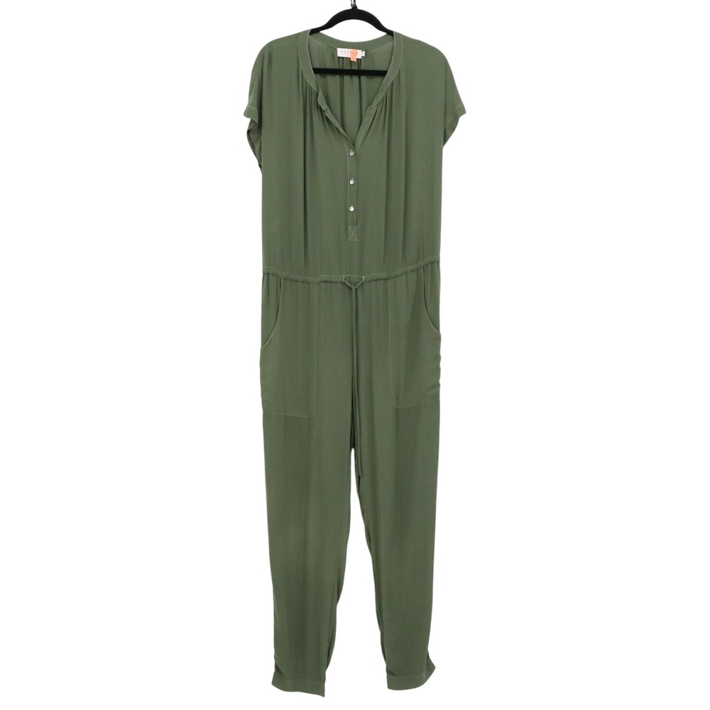 Velvet by Graham & Spencer Jumpsuit Women S Olive Green Jogger Casual Boho Comfy